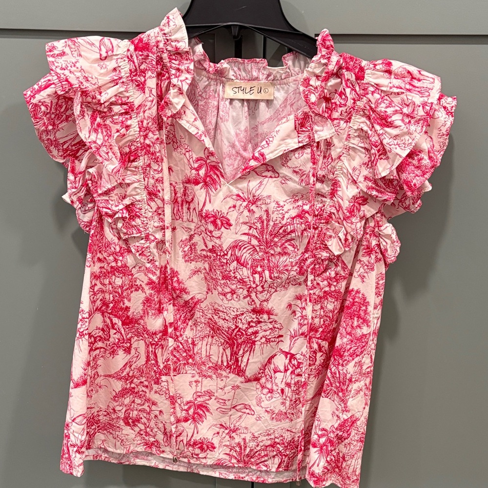 Style & Co. Pink Ruffle Blouse